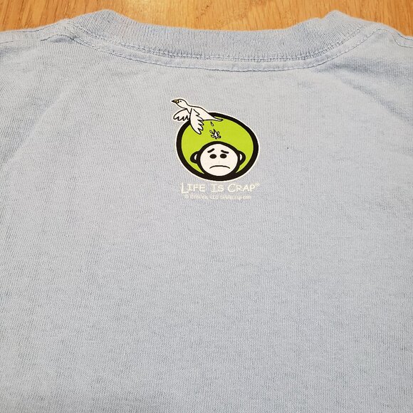 Life is Crap T Shirt Mens Medium Blue Graphic Without Wine Life is Crap Funny - Picture 5 of 11